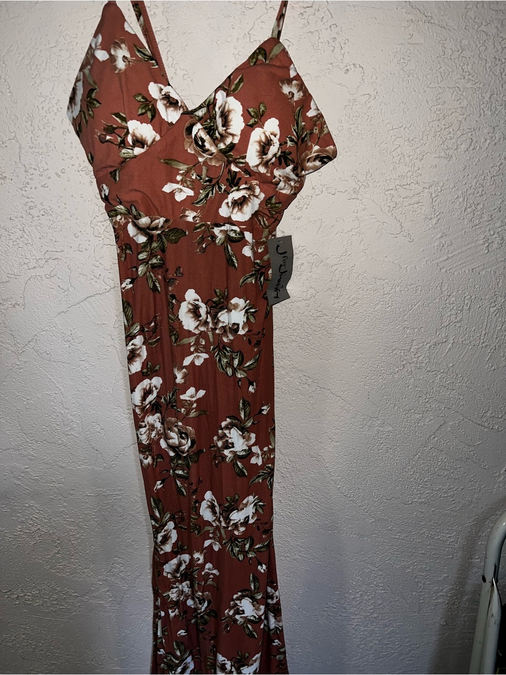 Floral Spaghetti-Strap dress in Rust